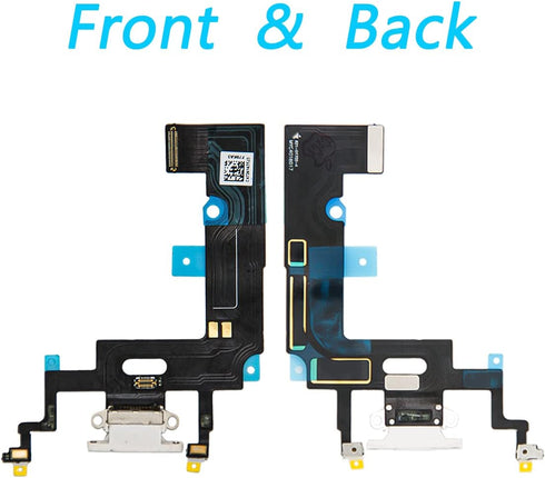 Replacement Charging Port USB Dock Connector Assembly Flex Cable with Tool Kit LCD Adhesive Tape for iPhone XR 6.1 Inch White