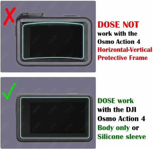 Screen Protector for DJI OSMO Action 4 Camera + Silicone Lens Cap Cover, 0.3mm 9H Hardness