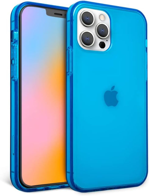FELONY CASE iPhone 13 Pro Max Neon Blue Clear Protective Case, TPU and Polycarbonate Shock-Absorbing Cover