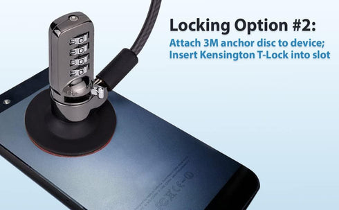ChargeTech Anti-Theft Combination Cable Lock for Securing Laptops, Computers, Tablets, and Devices