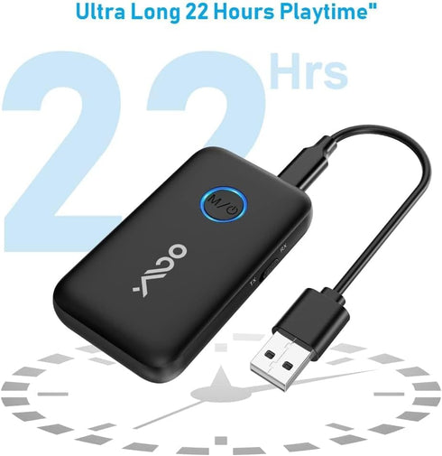 YMOO Bluetooth 5.3 Transmitter & Receiver Audio Adapter for TV, Airplane, Bluetooth Headphones, Speaker, 3.5mm Jack Aux
