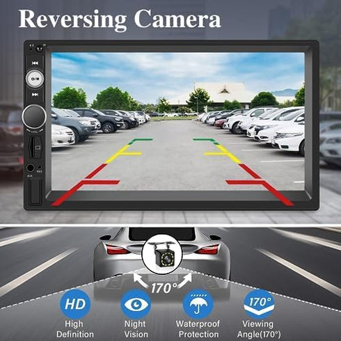 Double Din Car Radio with Bluetooth, 7 Inch Touch Screen Car Stereo, Support Mirror Link, FM, SWC, EQ, AUX, USB, SD