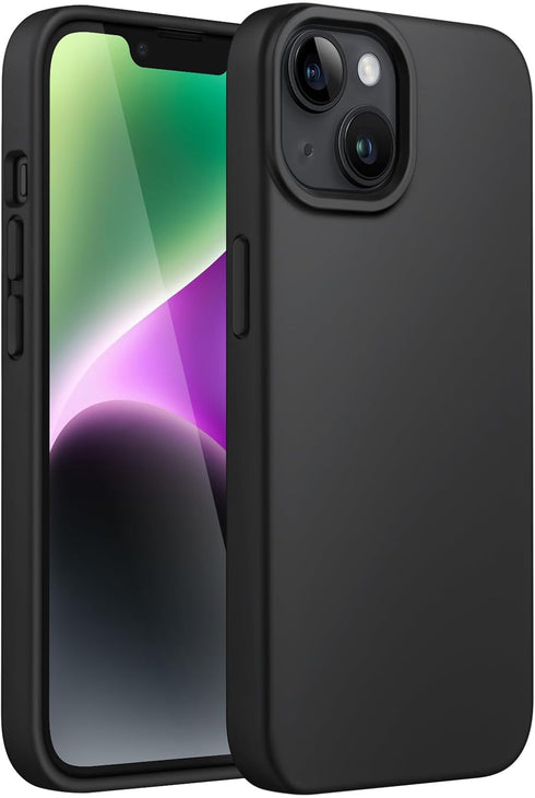 JETech Silicone Case for iPhone 14 6.1-Inch, Silky-Soft Touch, Shockproof Cover with Microfiber Lining, Black