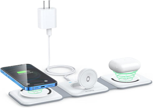 Wireless Charger 3 in 1, RTOPS Magnetic Travel Charging Station for Multiple Devices, GaN 3 in 1 Charger, Compatible