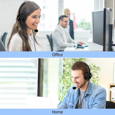 AGPTEK Hands-Free Call Center Noise Cancelling Corded Binaural Headset with 4-Pin RJ9 Crystal Head and Mic for Desk