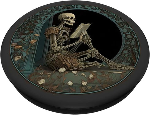 Librarian Skeleton Gothic Goth Book Reading Lover PopSockets Standard PopGrip