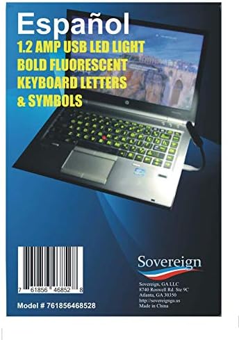 Spanish/English Keyboard Stickers with Fluorescent Inlays for All Laptop and Desktop Keyboards, Free Magnifier