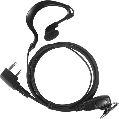 Kenwood Walkie Talkie Earpiece Headset for Baofeng uv-5r uv-9r bf-888s bf-f8hp tk-2202 tk-2402 tk-3402 nx-200 nx-320 Icom Retevis Radio with PU G Shape Ear-Hook and PTT mic (2 Pack)