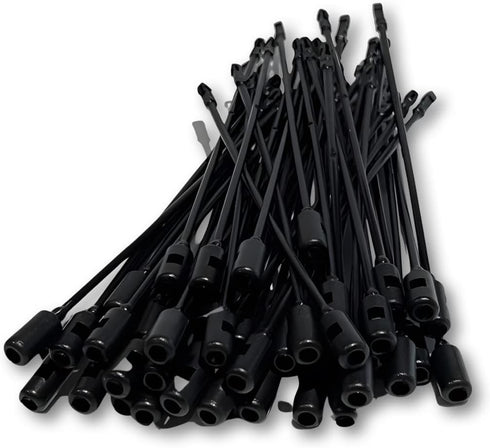 50 Pack Black 5 Self Locking Rings for Keys, Keychains, Cables, Luggage, Waterproof Nylon Plastic Rings