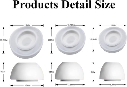 3 Pairs Ear Tips Replacement for Airpods Pro with Noise Reduction Hole, Soft Silicone Eartips Compatible with Airpods Pro & Airpods Pro 2nd Generation Bluetooth Earphones (S/M/L,White)
