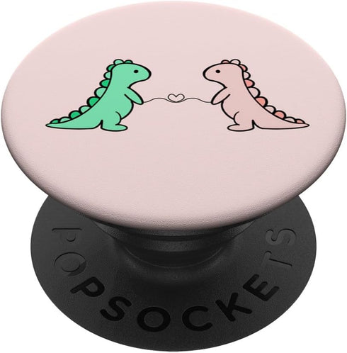 Cute Dinosaur T Rex Green Dino and Pink for Girls PopSockets Standard PopGrip