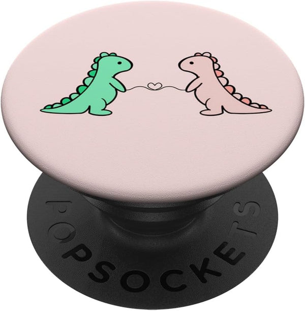 Cute Dinosaur T Rex Green Dino and Pink for Girls PopSockets Standard PopGrip