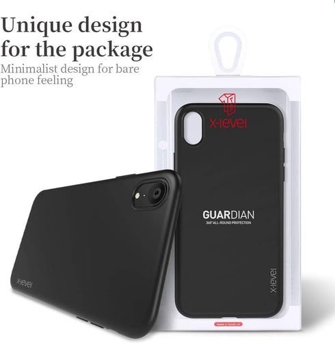 X-level Slim Fit Soft TPU Matte Surface Case for iPhone XR, Ultra-Thin Light Full Protective Back Cover, Black.