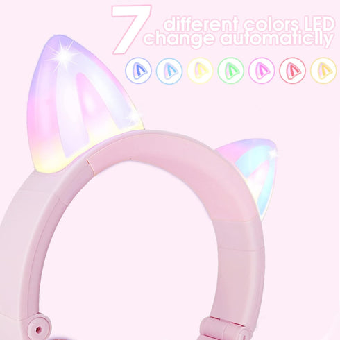 Cat Ear Bluetooth Headphones, Toddlers Kids Wireless Headphones for Boys and Girls, Compatible with Amazon Fire