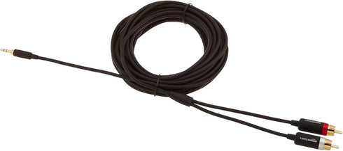 Amazon Basics 3.5 Aux to 2 x RCA Adapters, Audio Cable for Amplifiers, Active Speakers, 25 Feet/7.6 m, Black