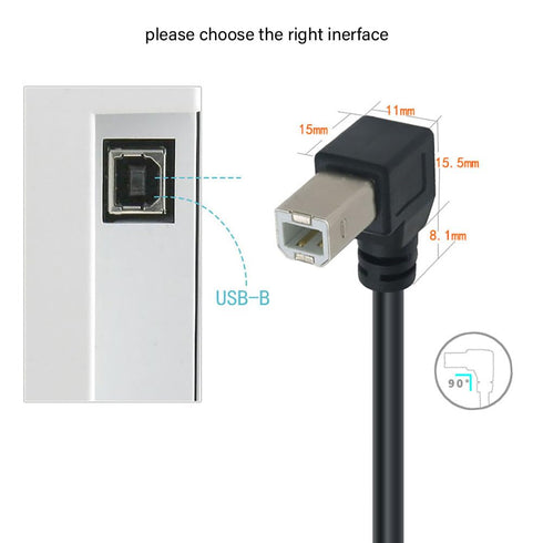 Tivid 59inch 2.0 90 2.0 480Mbps 4.9Feet) USB High Speed Printer/Scanner Right Angle Cable USB Printer Cable Degree USB