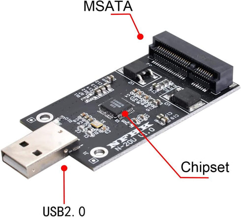 NFHK Mini PCI-E mSATA to USB 2.0 External SSD Adapter, Pen Driver Card Without Case