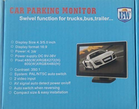 BW 4.3 Inch TFT LCD Screen Adjustable Car Monitor for Vehicle Backup Cameras, Security CCTV & Car DVR
