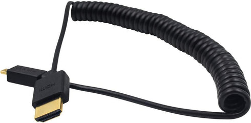 Duttek Extreme Thin Coiled Micro HDMI to HDMI Cable 6FT/1.8M, Compatible 4K@60Hz, 1080P, 3D, and Audio Return