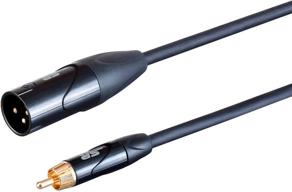 Monoprice XLR Male to RCA Male On Tour Cable - 1 Foot, Black, Heavy Gauge 24AWG
