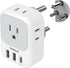 TESSAN South Africa Power Adapter, Type M Plug Adaptor with 4 American Outlets, 3 USB Charger (1 USB C Port)