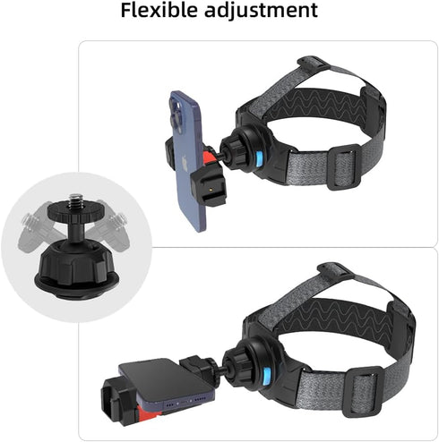 Head-Mounted Mobile Phone Holder, First-Person View Video Bracket with Clip for iPhone, Samsung, All Smartphones