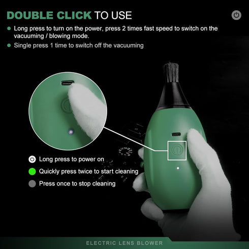 LENSGO Electric Air Blow Camera Cleaning Kit with 4 Cleaning Heads for Dust Removal Type C Charge