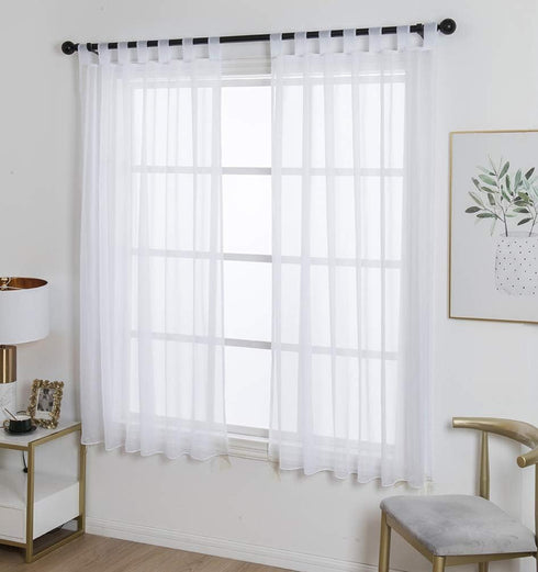 ZebraSmile 1 Panel Tab Top Voile Sheer Curtain, White Loop Sheers for Living Room, Bedroom, Small Window 69(H) X55(W) in