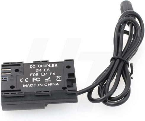 LP-E6 Dummy Battery AC Power Adapter Kit for Canon EOS 5DS, 5D Mark II, 5D mkIII, 6D, 70D, 80D, BMMCC
