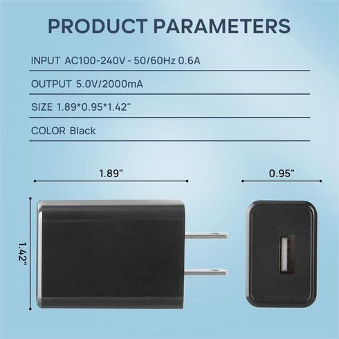 Wall Charger Cube 5V2A USB Power Supply Charging Block, Universal Wall Plug Brick Portable Travel Fast Charger