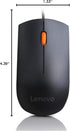 Lenovo 300 1600 3-Button USB Wired Computer Mouse - Full Size Optical Ambidextrous Mouse with DPI, Reliable USB-A Wired