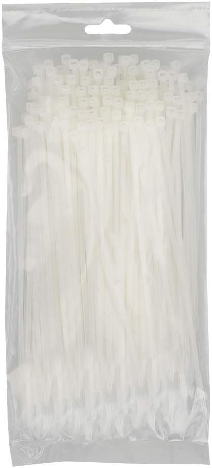 KOOWIN 200 Pack Bulk Small 6 inch Nylon Plastic Cable Zip Ties Wire Wraps in White