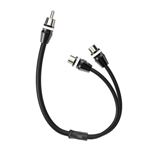 1ft 2 Female to 1 Male Nickel Plated RCA Y Adapter Splitter Connector Cable (2 Pack)