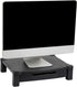 Mind Reader Black Monitor Stand with Storage Drawer, Desktop Organizer, Laptop Riser for Office, 17.25"L x 13.25"W x 4"H