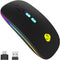 CC Store LED Wireless Bluetooth Mouse, Rechargeable Ultra Silent Slim, 2.4GHz Instant Connection, USB-C Adapter (Black)