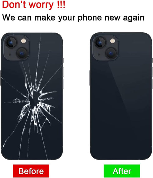 OEM Rear Back Glass Replacement (Black) for iPhone 13, 6.1 inches, with Repair Tool Kits
