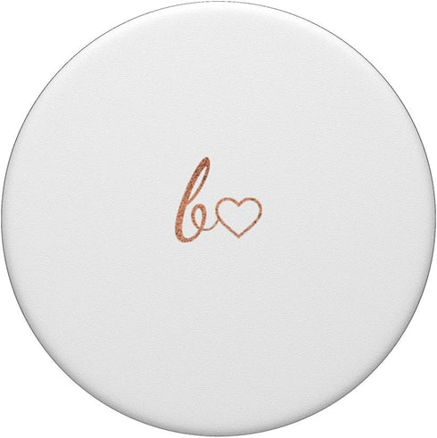 Rose Initial Letter B Heart Minimalist PopSockets Standard PopGrip, White