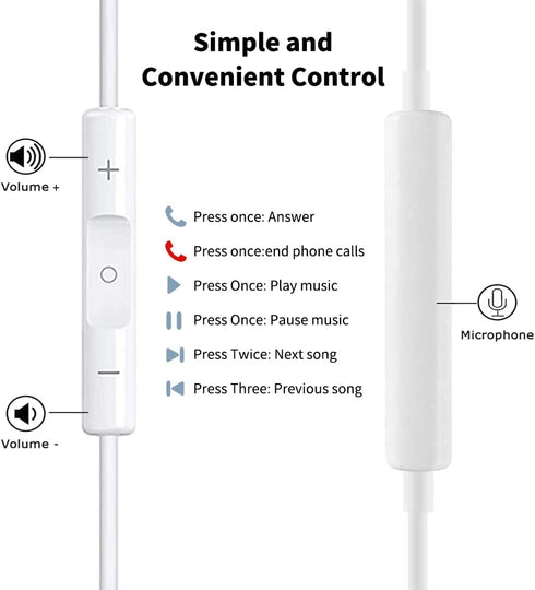 Wired Earbuds, Ultra Clear Calls & No Noise, 3.5mm Headphones with Mic, In-Ear Earphones, Compatible with