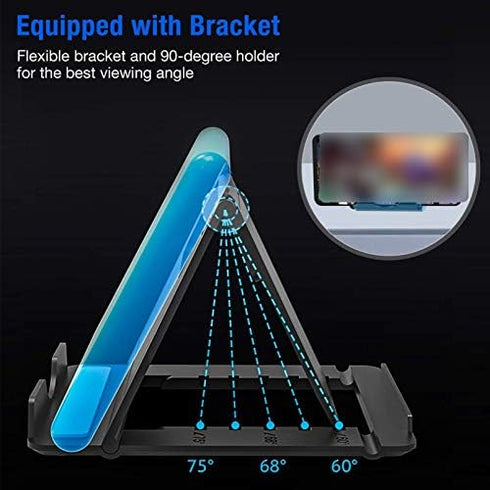 Mobile Gaming Keyboard Mouse Adapter Converter for PUBG, Android, iOS, Support Bluetooth, Adjustable Stand (Black)