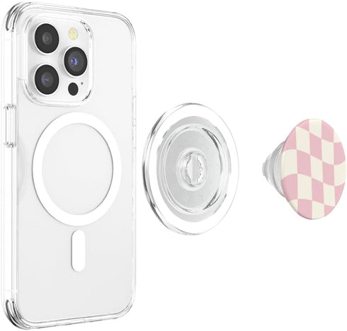PopSockets MagSafe PopGrip for Danish Pastel Aesthetic Pink Checkered