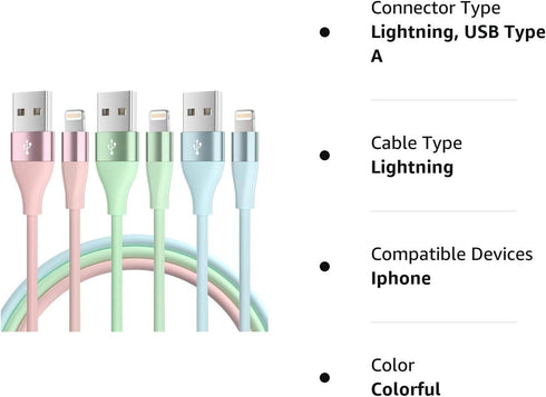 MenoSupp 3-Pack 10FT iPhone Charger - Apple MFi Certified Fast Charging Lightning Cable for iPhone 13, 12, 11 Pro Max &