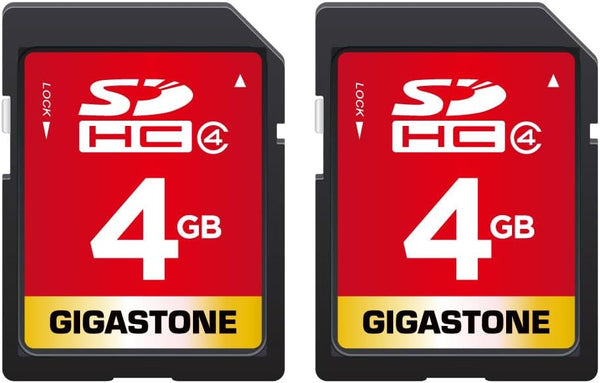 Gigastone 4GB SD Card 2 Pack, SDHC Class 4 Memory Card for Photo, Video, Music, Voice File, DSLR Camera, Camcorder,