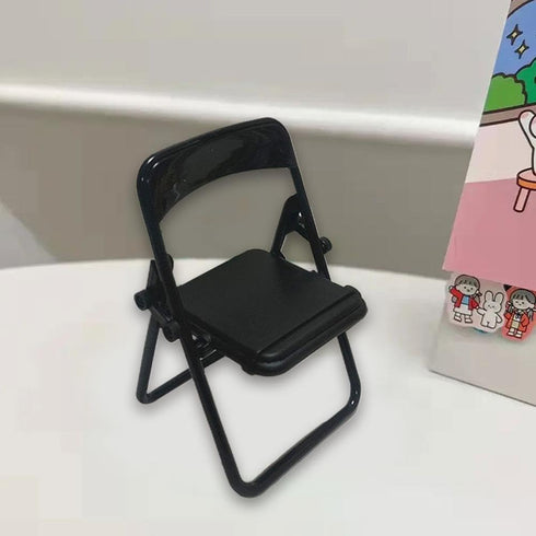 Jowxsx 2 Pcs Black Folding Chair Phone Stand,Folding Chair Phone Holder,Mini Folding Chair Cell Phone Stand