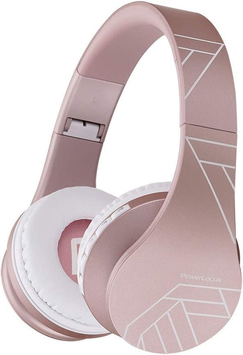 PowerLocus Over Ear Bluetooth Headphones, Rose Gold, Wireless Headphones Foldable, Hi-Fi Stereo, Soft Memory Foam