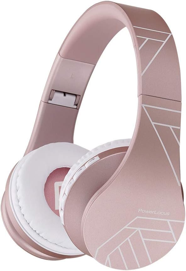 PowerLocus Over Ear Bluetooth Headphones, Rose Gold, Wireless Headphones Foldable, Hi-Fi Stereo, Soft Memory Foam