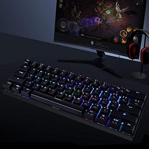 MOTOSPEED 60% Mechanical Keyboard - 61 Keys RGB LED Backlit Type-C USB Wired Office/Gaming Keyboard