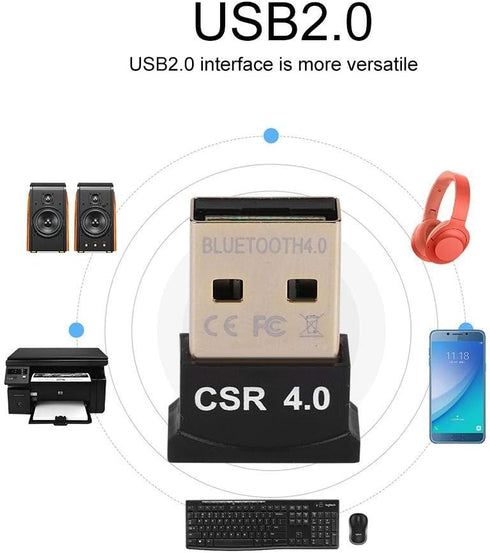 ASHATA CSR4.0 Mini USB Bluetooth Adapter, Wireless Dongles Receiver for Windows Mouse, Keyboard, Headset