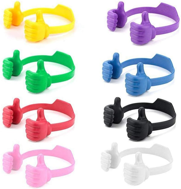8 Pack Thumbs Up Cell Phone Holder - Adjustable Silicone Tablet Stand, Multi Colors, Portable Desktop Stands for