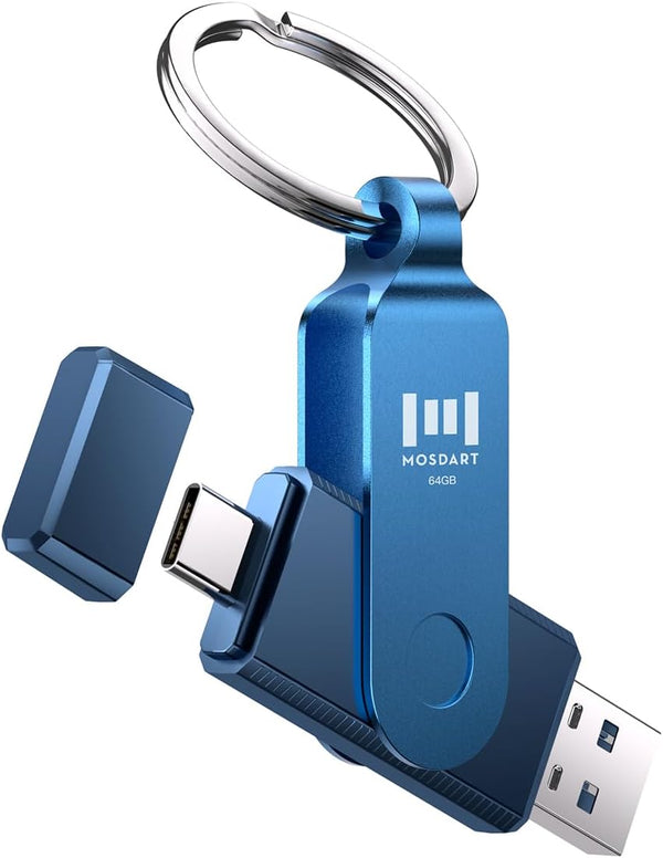mosDART 64GB Dual USB C 3.2 Flash Drive, Speed Up to 150MB/S Type