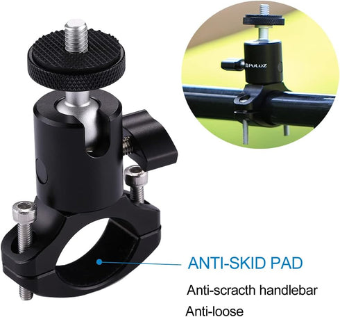 PULUZ Camera Handlebar Mount for GoPro Bike Motorcycle, Aluminum Bicycle Adapter for GoPro Hero 12/11/10/9/8/7, DJI OSMO